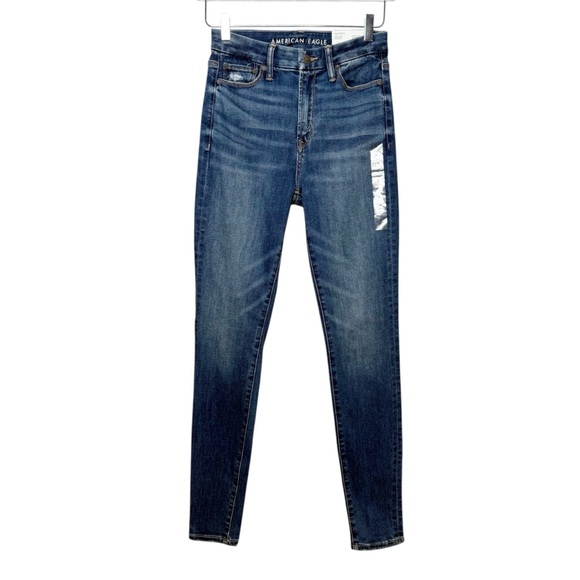 NEW American Eagle AE BFF Jegging Women’s Medium Wash Skinny Jeans Size S Long - Picture 1 of 11